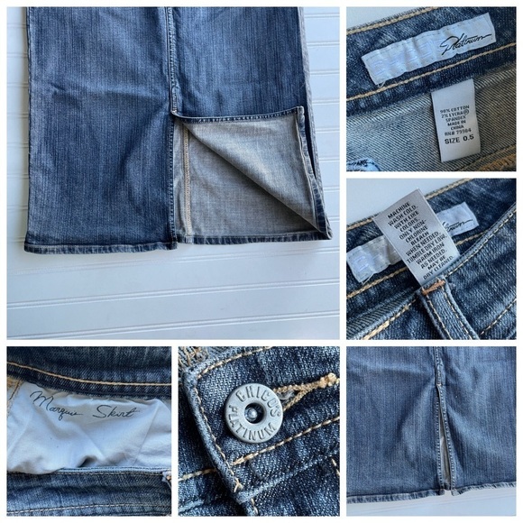 Chicos Platinum Denim Jean Marquis Pencil Skirt Dark Blue Size 0.5 Small 6 - Picture 5 of 10